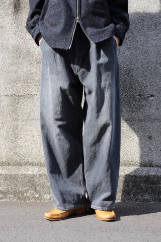 superNova. / Selvedge wide jeans - Vintage wash - black