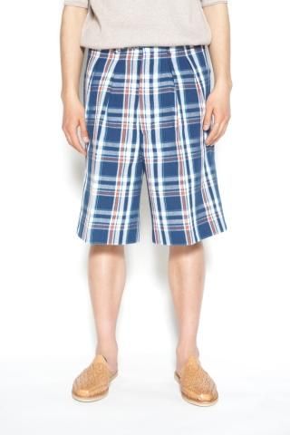 M's Braque / TUCKED SHORTS - blue orange check