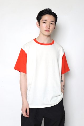 ANDER / SS ANDER 2TONE BOX TEE - off / vermilion