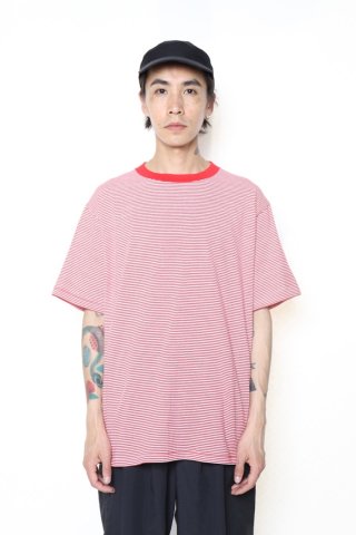 ANDER / SS ANDER TEE - STRIPE JERSEY - red/ white