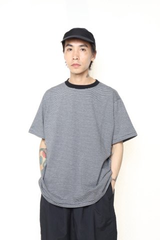 ANDER / SS ANDER TEE - STRIPE JERSEY - black/ gray