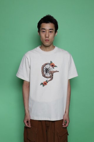 GENTLEFULLNESS / RECYCLED COTTON SS TEE G SPIDER - oatmeal