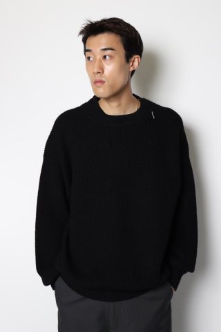 LES SIX / Double Rib Wool Sweater - black
