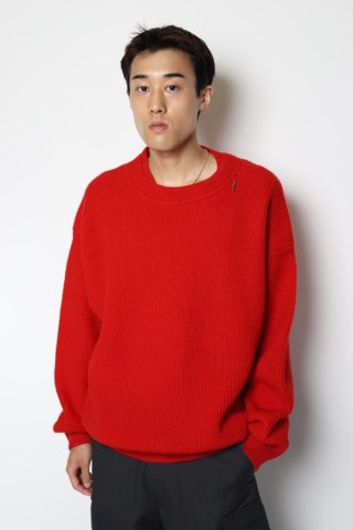 LES SIX / Double Rib Wool Sweater - red