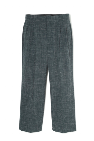 TUITACI / SHADOW CHECK 2TUCK TROUSER - dark green