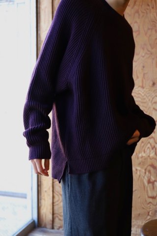 O PROJECT / KNITTED CREWNECK - eggplant