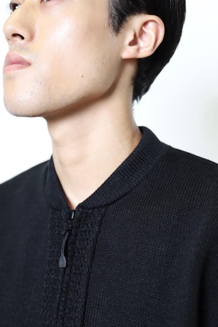 A+ CAREER APPAREL / Zip-Front Crewneck Transit Cardigan - black