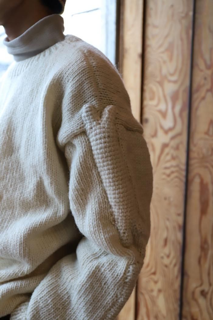 MacMahon Knitting Mills / Crew Neck Knit-3D Arm Bone - white - 乱