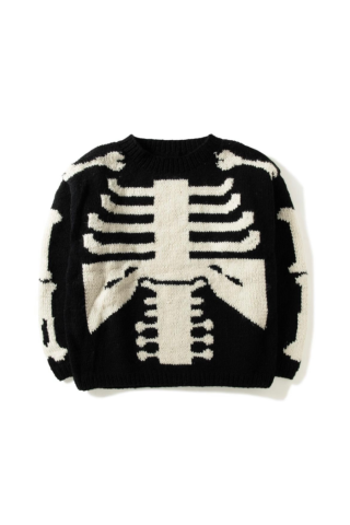 MacMahon Knitting Mills / Crew Neck Knit-Bone - black/white
