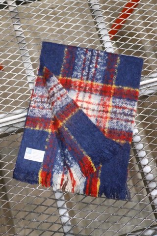 FRENCH FACTORY / mohair scarf check - blue