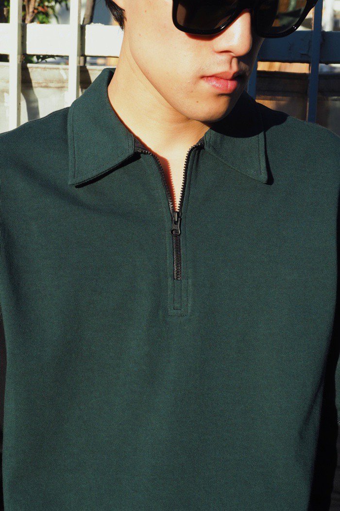 GR10K / HALF ZIP SWEATER POLO - forest green -  乱痴気LANTIKIオンラインショップ/LANTIKImarket