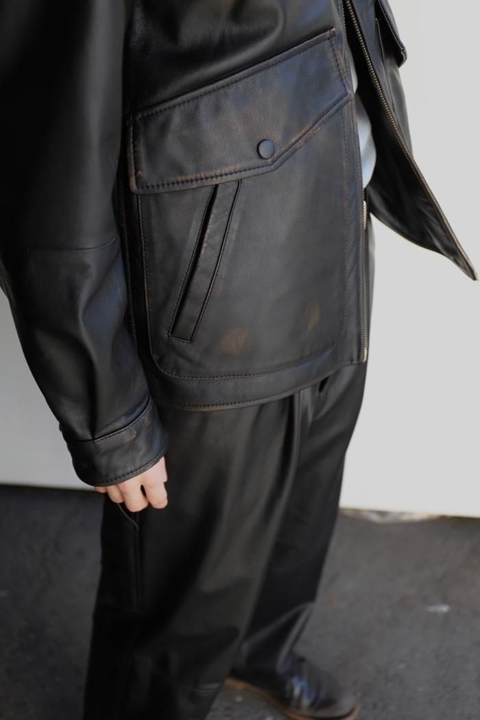 CCU / “WILL” ZIP JACKET - COW SKIN USED - black - 乱痴気 CCU / “WILL” ZIP JACKET - COW SKIN USED - black - 乱痴気