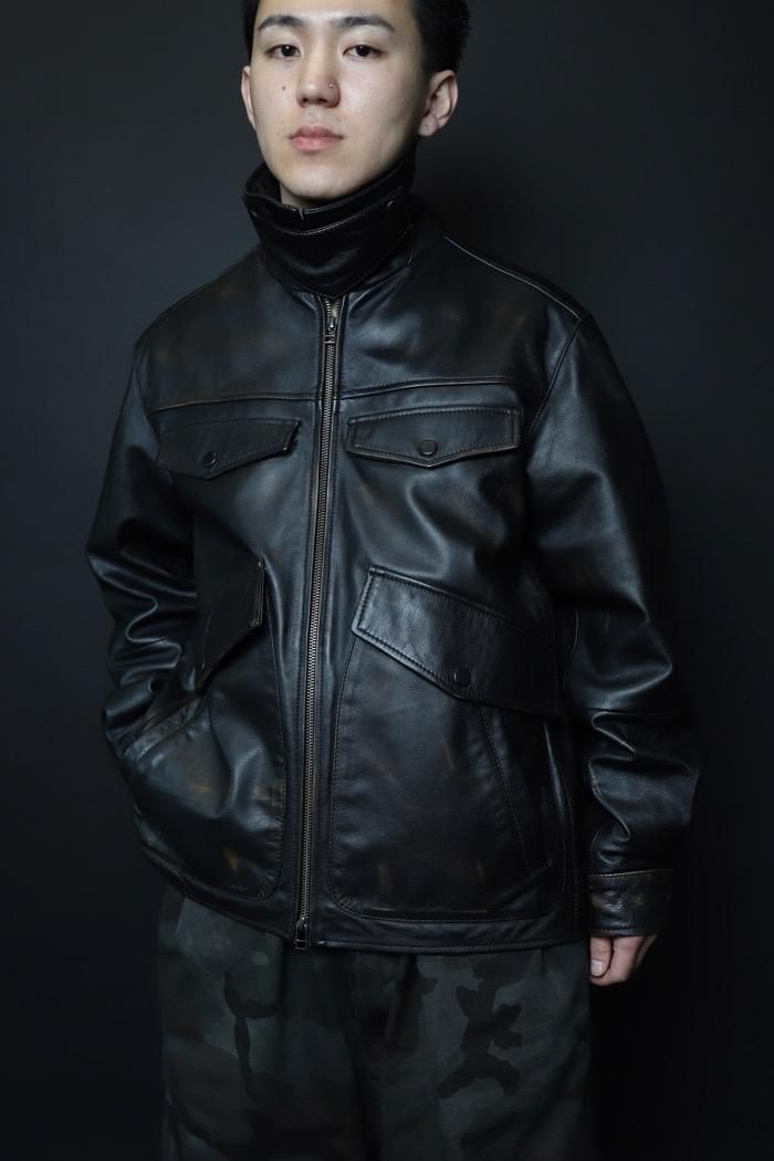 CCU / “WILL” ZIP JACKET - COW SKIN USED - black - 乱痴気 CCU / “WILL” ZIP JACKET - COW SKIN USED - black - 乱痴気
