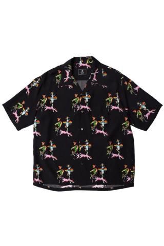 TUITACI / RED LIGHT ALOHA SHIRTS - black