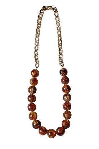 m's braque / DEAD STOCK CRACKED BEADS NECKLACE SMALL BEADS - cracked brown gold