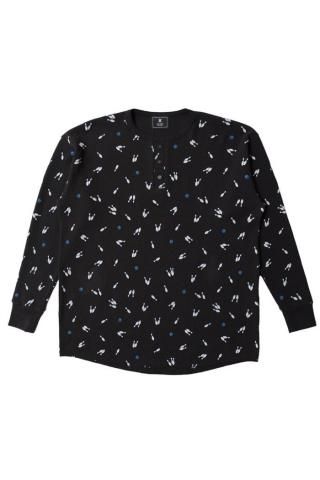TUITACI / HENLEY NECK PINS THERMAL - black