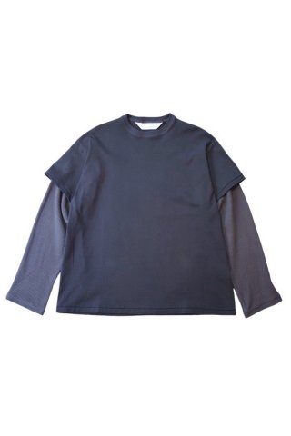 ANDER / LAYERED LS TEE - charcoal