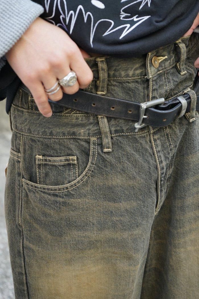40%OFF》BIO / DOUBLE WAIST JEANS - wash black - 乱痴気