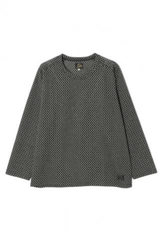 Needles / L/S U-Neck Tee - R/PE Russell- black/natural