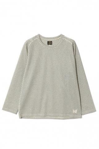 Needles / L/S U-Neck Tee - R/PE Russell- natural/black