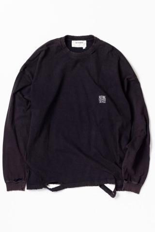 ANACHRONORM / AN345 EMBROIDERY DAMAGED L/S T-S - black