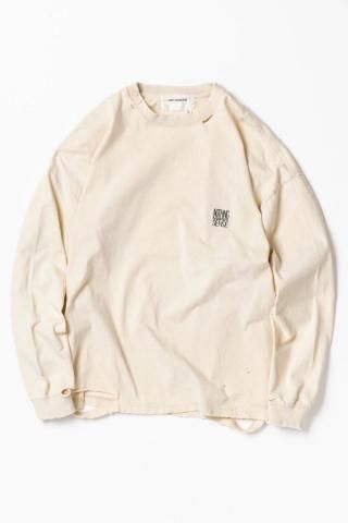 ANACHRONORM / AN345 EMBROIDERY DAMAGED L/S T-S - beige