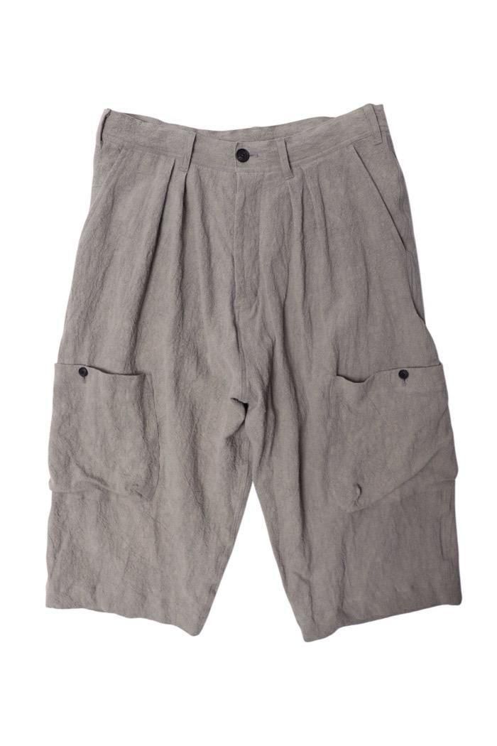 O PROJECT / CROPPED CARGO PANTS - Nat Dyed Linen Canvas - 乱
