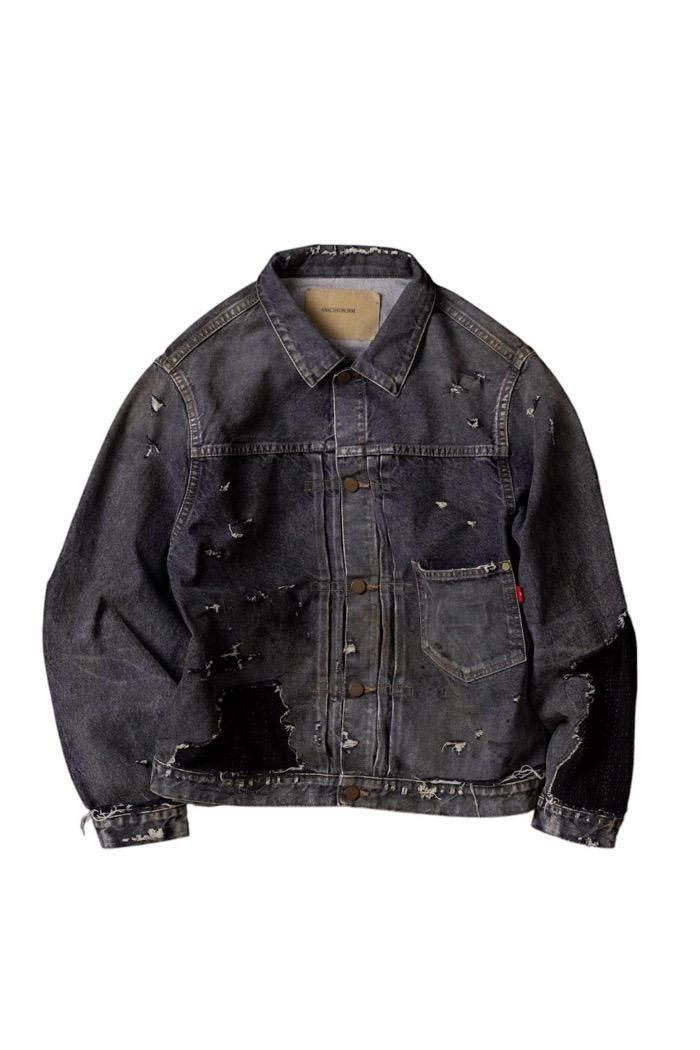 ANACHRONORM / AN341-R FRONT TUCK REMAKED BLACK DENIM JACKET ANACHRONORM / AN341-R FRONT TUCK REMAKED BLACK DENIM JACKET