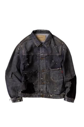ANACHRONORM / AN341-R FRONT TUCK REMAKED BLACK DENIM JACKET - black