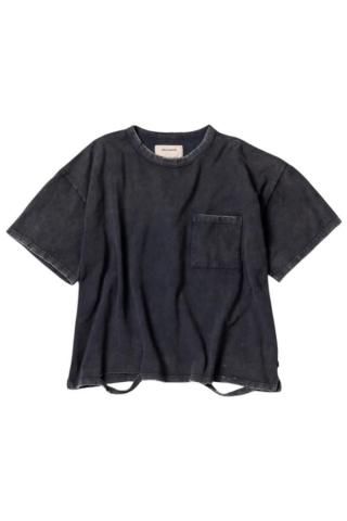 ANACHRONORM / AN353-D MOSS STITCH DAMAGED POCKET S/S T-S -black