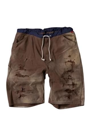 ANACHRONORM / AN355-D DOUBLE KNEE DAMAGED PAINTER SHORT PANTS - brown