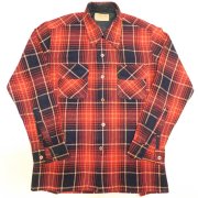 １９７０ 年代製　ＵＳＡ　Vintage　J. C. Penney　ヴィンテージ　J.C.ペニー　ウール　チェック　ボードシャツ　カラー：黒／赤／乳／ 色系　表記サイズ：Ｍ