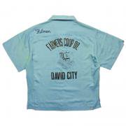 1950's U.S.A. ヴィンテージ HILTON LOOP COLLAR ボーリングシャツFARMERS COOP OIL DAVID CITY ブルー Ｍ
