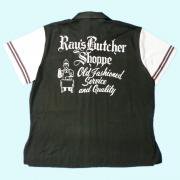1970's U.S.A. ヴィンテージ King Louie ボーリングシャツ プリント 切替え パイピング えんじ色 黒色 ４２
