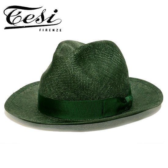 Tesi テシ シゾール 中折れ つば広 ストローハット グリーン(緑) T1601 - 帽子通販 |  帽子販売店REPression公式オンラインストア