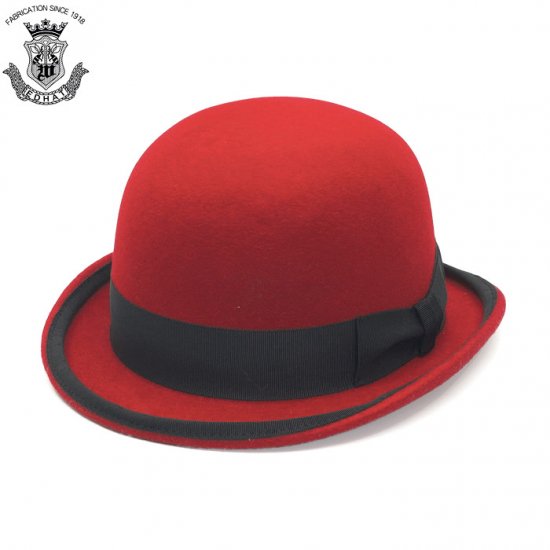帽子通販【EDHAT エドハット】日本製 ウールフェルト ボーラーハット ダービーハット 山高帽 レッド 赤 送料無料
