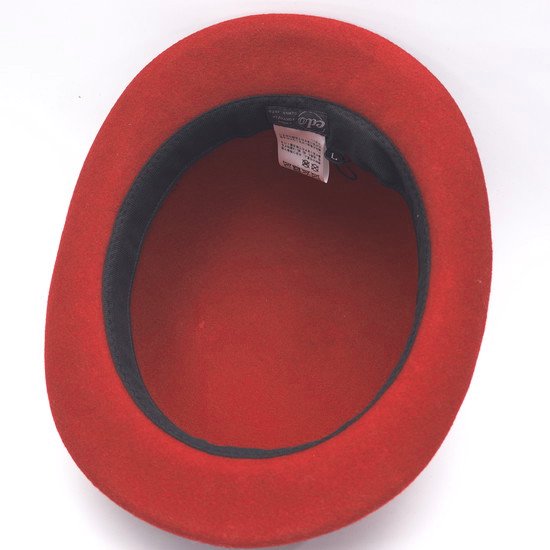 帽子通販【EDHAT エドハット】日本製 ウールフェルト ボーラーハット ダービーハット 山高帽 レッド 赤 送料無料
