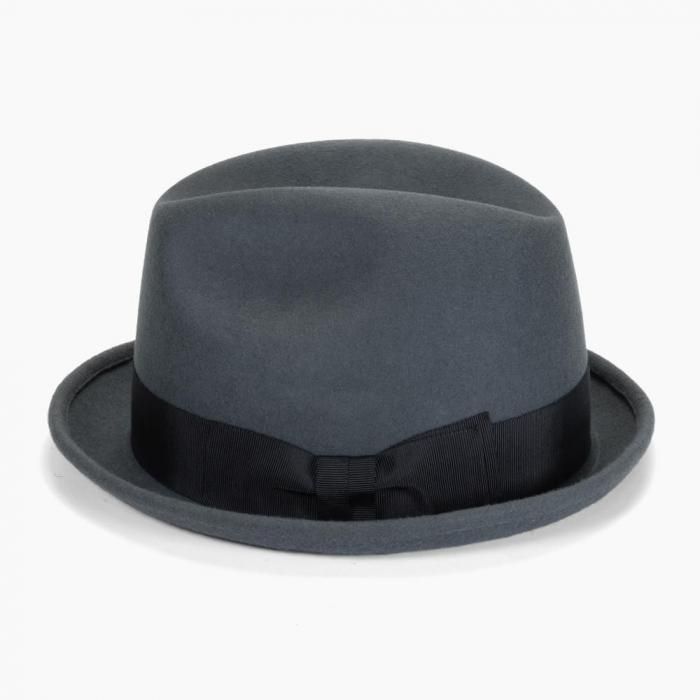 ウールフェルトハット グレー 羽根付き 帽子の通販【EDHAT エドハット】ウール フェルト 短い 小つば 中