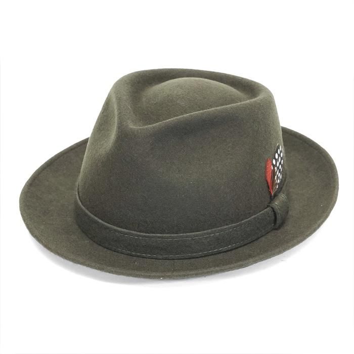 ウールフェルトハット グレー 羽根付き 帽子の通販【EDHAT エドハット】ウール フェルト 羽根付き 中