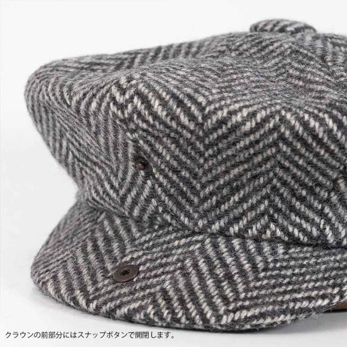 ダブルアールエル　ハリスツイード　キャスケット　M　ウール100 イギリスの布 HarrisTweed ハリスツイード ヘリンボーン DK