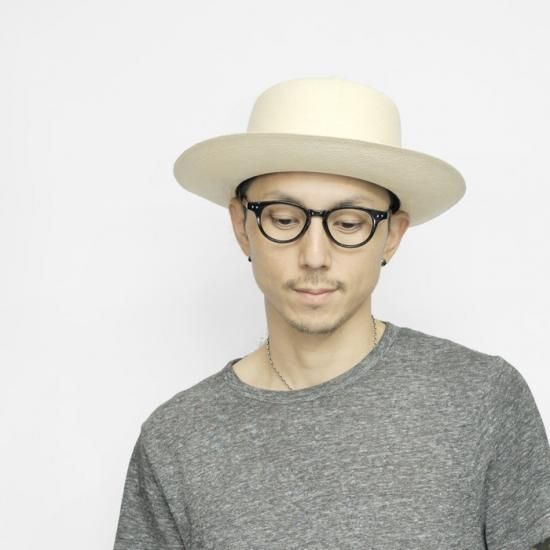 スジ入り オプティモ パナマハット つば広 メンズ 紳士 帽子 ストロー
