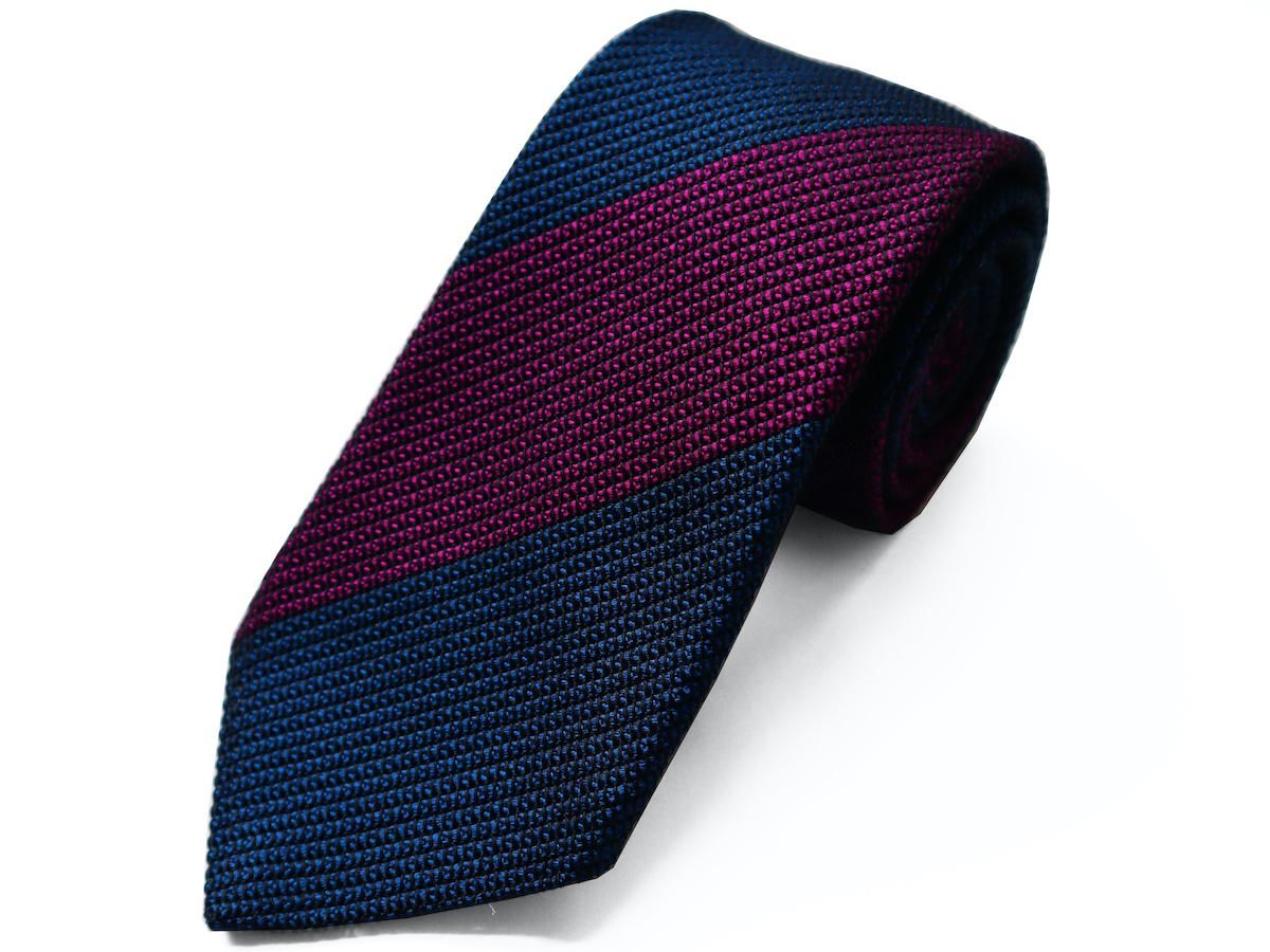 フレスコレジメンタルタイ ネイビー パープル プレゼントにも最適な京都のネクタイkuska フレスコレジメンタルタイ ネイビー パープル プレゼントにも最適な京都のネクタイkuska