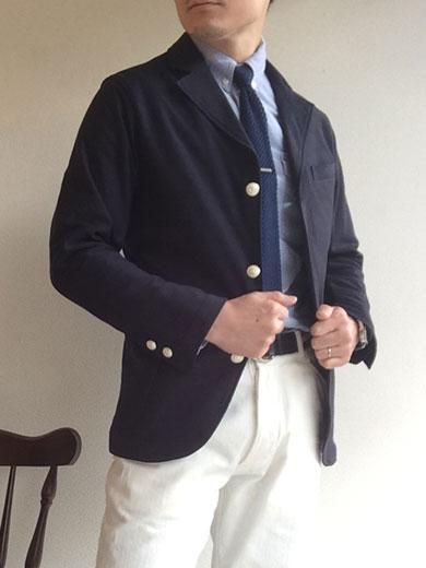 ネイビーブレザー Blazer, Navy Supima Karsey, Knit Twill