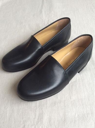 スリップオン キップレザーシューズ黒 slip on kipleather shoes black 