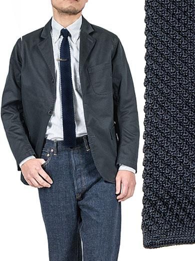 シルクニットタイ ダークネイビー Silk Knit Tie,Dark Navy／Workers