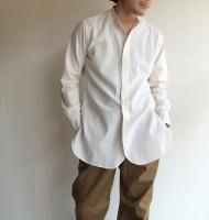 Band Collar Shirt, White ChambrayWorkers