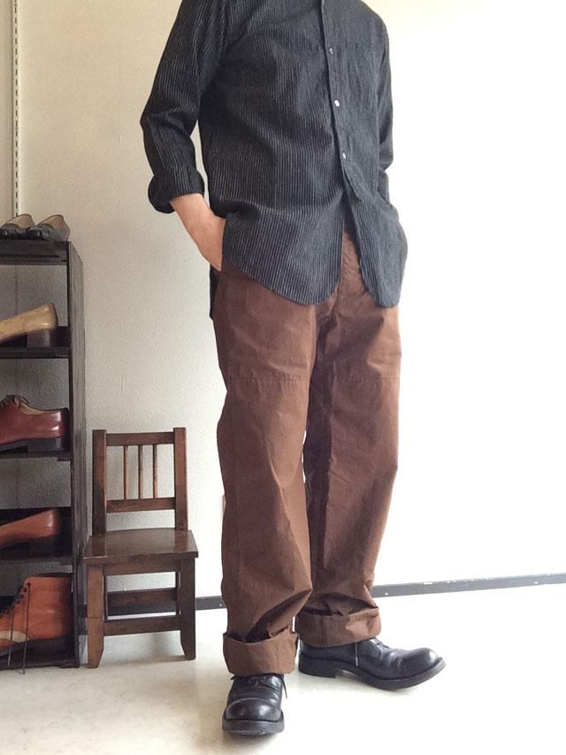 MAN-TLE ブラウン コットンパンツ パラフィンワックス加工