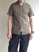 Open Collar Shirt,  Khaki Cotton LinenWorkers