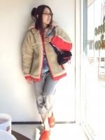 RABBIT HOODIE ラビットフーディ BEIGE×RED／COMFY OUTDOOR GARMENT