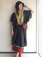 1970's Indian Silk Embroidered Dress Black